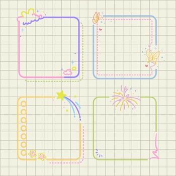 cute cloud and star paper notes design for journal element vector