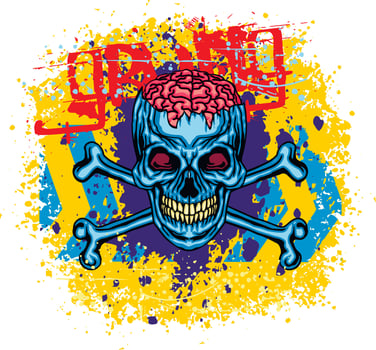 Gothic sign with skull, grunge vintage design t shirts vector