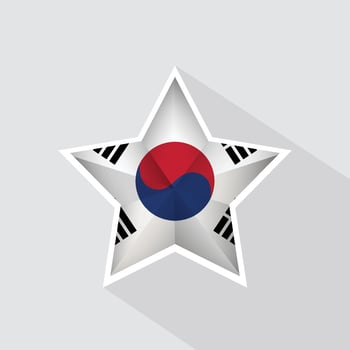 South Korea Flag Star Shape Icon vector