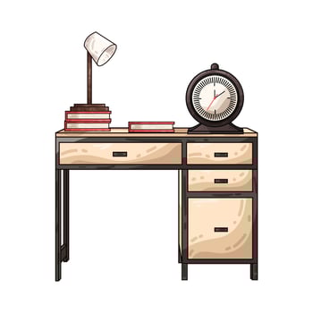 Illustration of clock on the table vector