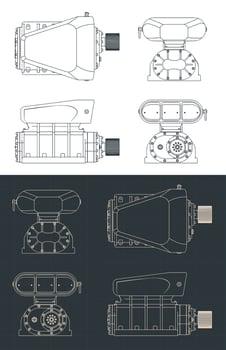 Supercharger technical drawings vector