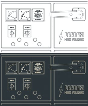 Electrical control panel board drawings vector