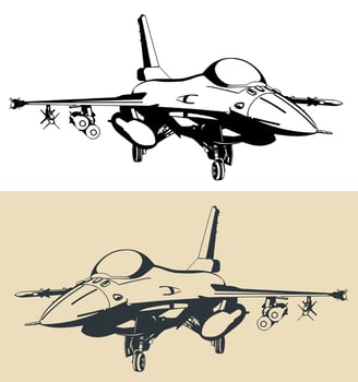 Military aircraft F-16 vector