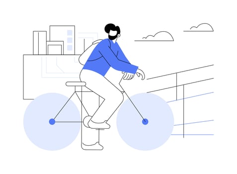 Cycling to work isolated cartoon illustrations. vector
