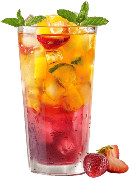Colorful and Refreshing Iced Summer Cocktail Drink png