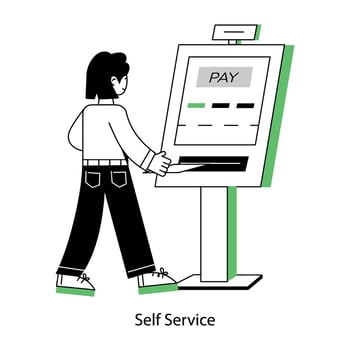Latest outline mini illustration of self service vector