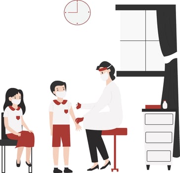 Vaccination in school flat design illustration isolated in white background vector