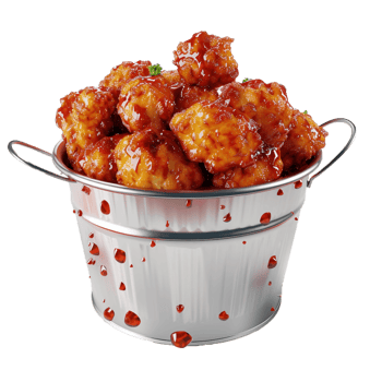 A Bucket Full Of Fried Chicken With Transparent Background, . png