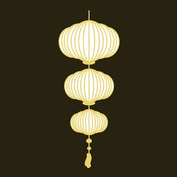 Gold Lanterns lunar new year decoration vector