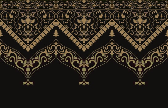 Ethnic tribal gold stripes. Seamless. Lace fabric. vector