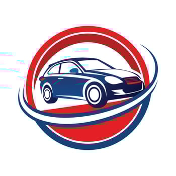 Blue Car Logo With Red And White Circle vector