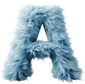 a blue fur letter a on a transparent background png