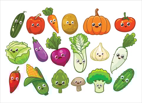 kawaii vegetable design vector