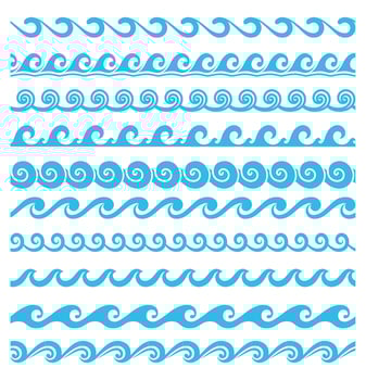 Sea and ocean wave line dividers or borders vector
