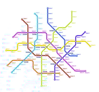 Metro, subway, underground transport map vector