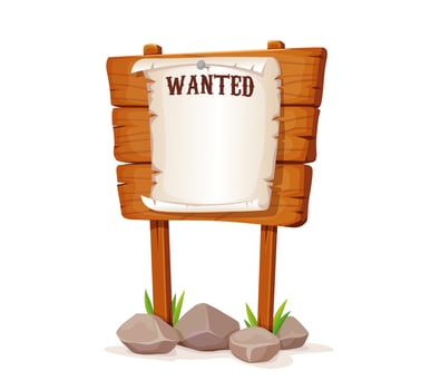 Cartoon Western wanted wooden board with paper vector
