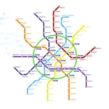 Metro, subway, underground transport system map vector