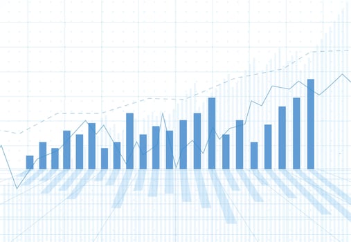 Business candle stick graph chart of stock market investment trading on white background design. Bullish point, Trend of graph vector