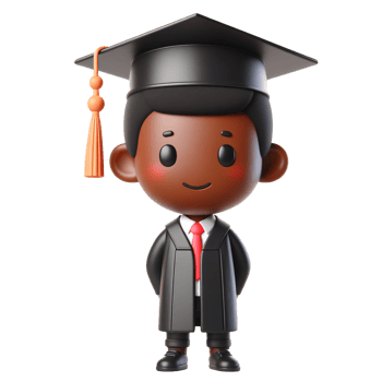 Cute Student Cartoon with Graduation Cap Isolated on Transparent Background png