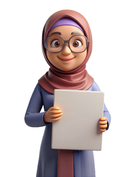 Female with Hijab Holding Blank White Board 3d png