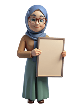 Female with Hijab Holding Blank White Board 3d Art png
