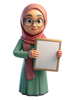 Female with Hijab Holding Blank White Board 3d Style png