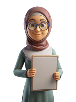 Female with Hijab Holding Blank White Board 3d Concept png