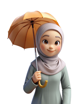 Hijab Girl with Umbrella 3d Image png