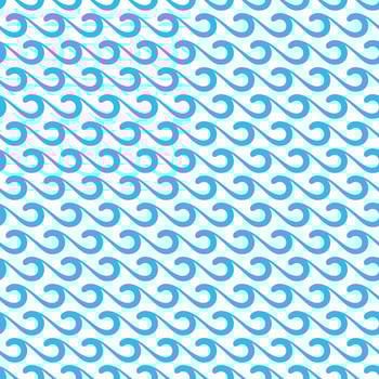 Sea surf wave seamless pattern, blue water curves vector