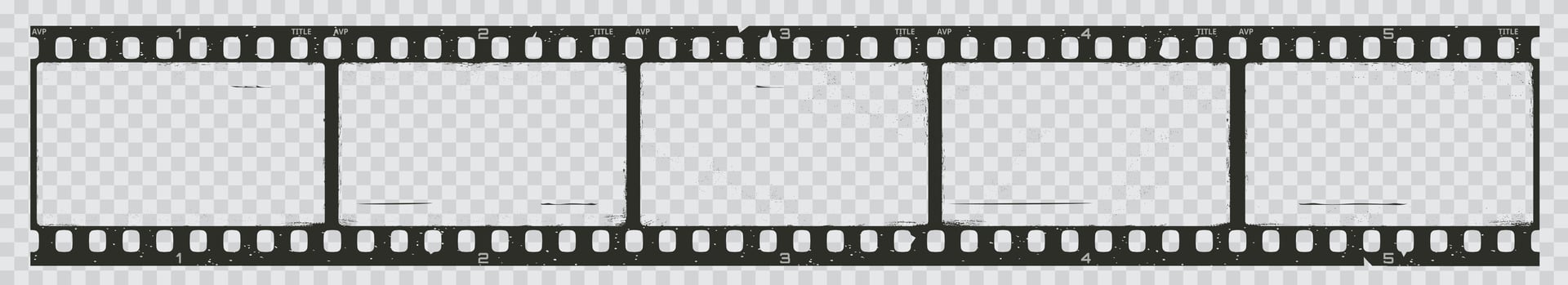 Old grunge movie film long strip, filmstrip roll vector