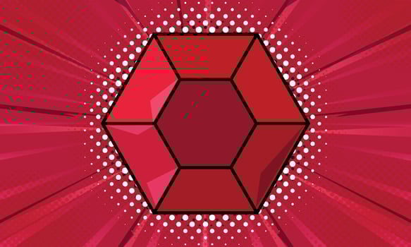 Comic background with red ruby vector