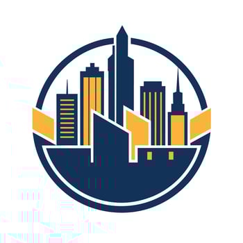 Simple Cityscape Illustration With Blue and Yellow Buildings vector
