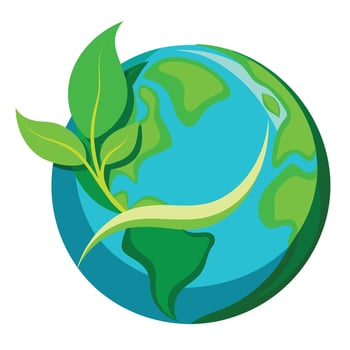 Green Leaves Wrap Around a Blue and Green Earth Globe vector