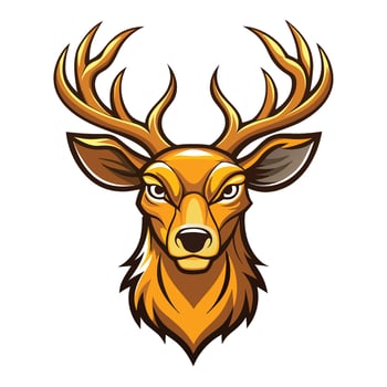 Golden Deer Head With Antlers Isolated on White Background vector