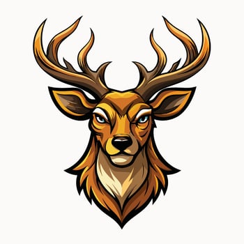 A Detailed Illustration of a Buck Deers Head With Antlers vector