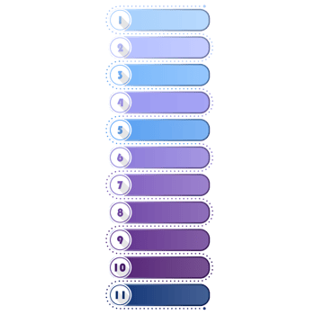 Modern infographic with 11 steps, process or options. png