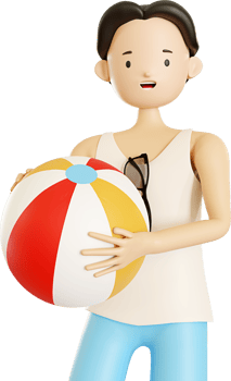 3d man character with ball png