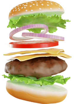 flying ingredients burger png