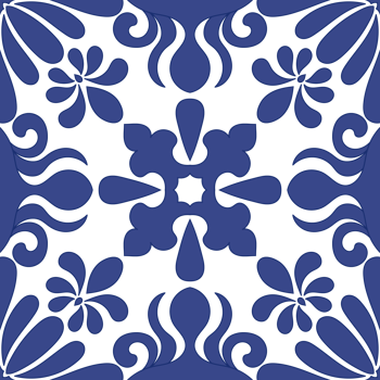 Blue patterns on ceramics, tiles, abstract patterns of flowers. png
