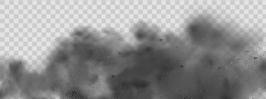 background of a sand explosion with dirt and cloud smoke. Brown sandstorm splash and dirty ground with a textured wind effect.Yellow flying particles and stone. vector