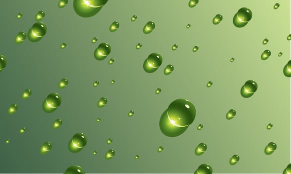 Water drops on green background. bright shine waterdrop. vector