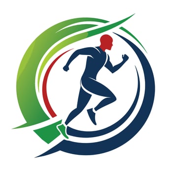 Running Silhouette Design With Green and Blue Circular Graphic vector