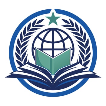Global Education Logo With Book, Globe, and Star vector