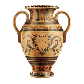 Ancient Greek Pottery Vase With Decorative Patterns png