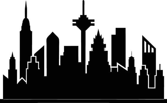 A silhouette of a city skyline vector