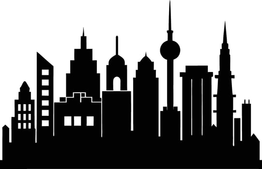 A silhouette of a city skyline vector