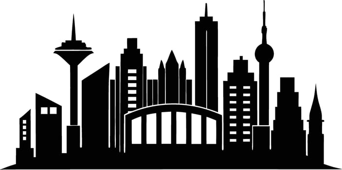 A silhouette of a city skyline vector