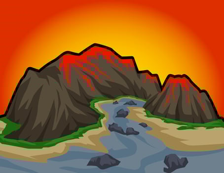 Mountain volcano landscape view vector