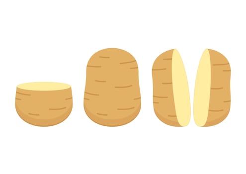 Potatoes illustration. Isolated white background. Potato slice . vector
