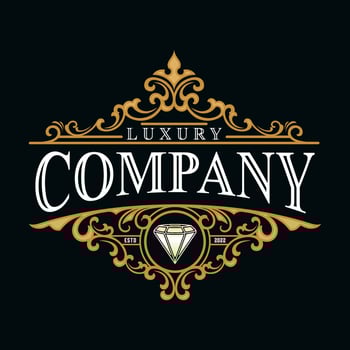 Vintage luxury logo, with decorative frame invitation label design, Business sign, monogram identity design for restaurants, boutiques and hotels vector